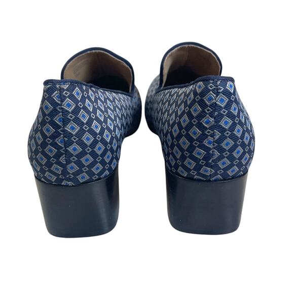 Bettye Muller Concept Loafers Blue Geometric Print Block Heel Slip-On Shoes Sz 9 - Picture 3 of 6